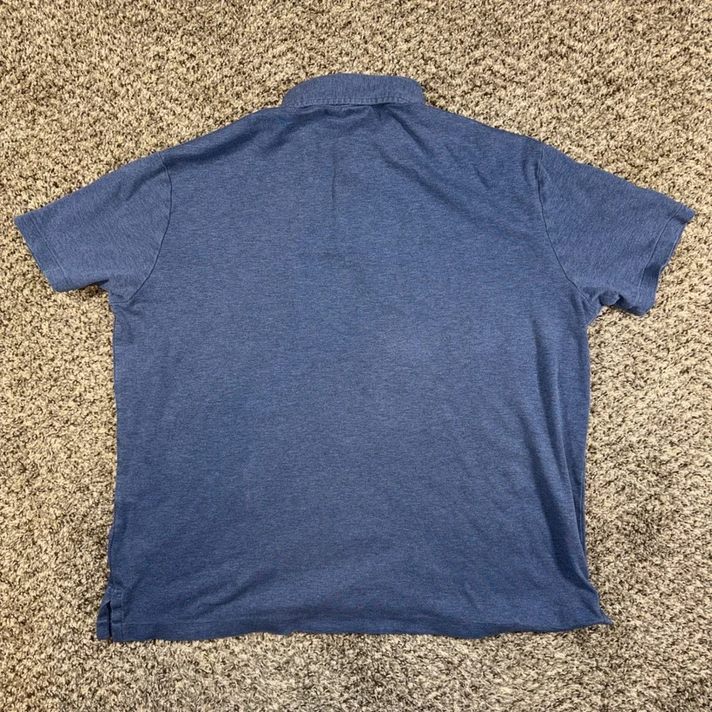 Polo Ralph Lauren Mens Large Blue Heathered Cotton Classic Fit Polo Shirt
